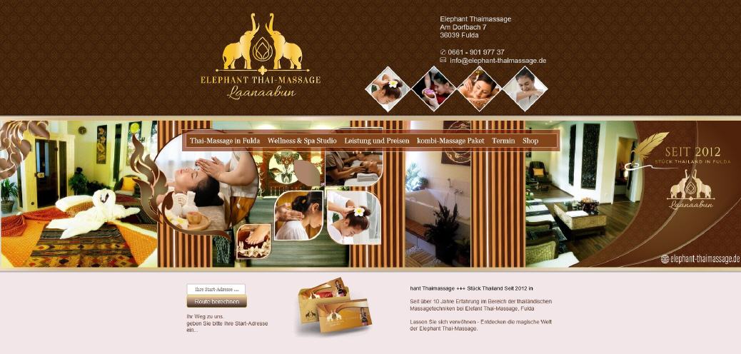 Homepage Design für "Elephant"  Thai-Massage
